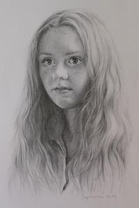 Bleistiftzeichnung, junge Frau, Porträt