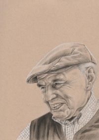Portrait nach Foto - Kohle Kreide Zeichnung Mann