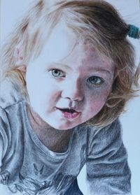 Porträt, Porträtzeichnung, kleines Mädchen, Pastell